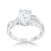 Thumbnail for The Justine- 2 Carat CZ Rhodium Classic Oval Engagement Ring