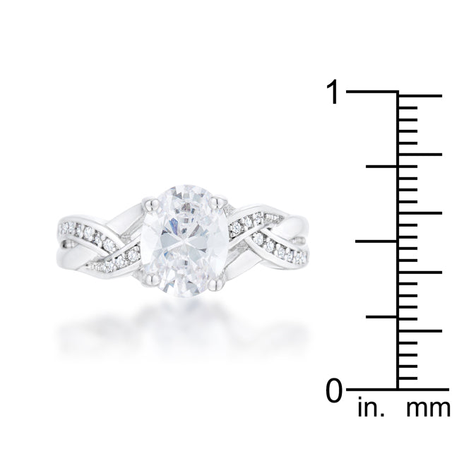 The Justine- 2 Carat CZ Rhodium Classic Oval Engagement Ring