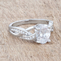 Thumbnail for The Justine- 2 Carat CZ Rhodium Classic Oval Engagement Ring