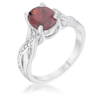 Thumbnail for Justine 2ct Garnet CZ Rhodium Classic Oval Ring