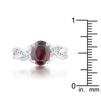 Thumbnail for Justine 2ct Garnet CZ Rhodium Classic Oval Ring