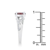 Thumbnail for Justine 2ct Garnet CZ Rhodium Classic Oval Ring