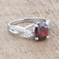Thumbnail for Justine 2ct Garnet CZ Rhodium Classic Oval Ring