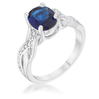 Thumbnail for Justine 2ct Sapphire CZ Rhodium Classic Oval Ring