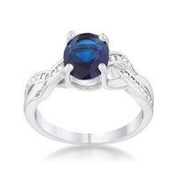 Thumbnail for Justine 2ct Sapphire CZ Rhodium Classic Oval Ring