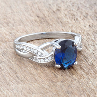 Thumbnail for Justine 2ct Sapphire CZ Rhodium Classic Oval Ring