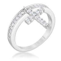 Thumbnail for Christine 0.2ct CZ Rhodium Cross Charm Ring