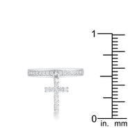 Thumbnail for Christine 0.2ct CZ Rhodium Cross Charm Ring