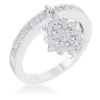 Thumbnail for Snowflake 0.35ct CZ Rhodium Simple Holiday Charm Band Ring