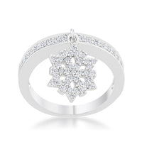 Thumbnail for Snowflake 0.35ct CZ Rhodium Simple Holiday Charm Band Ring
