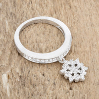 Thumbnail for Snowflake 0.35ct CZ Rhodium Simple Holiday Charm Band Ring