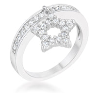 Thumbnail for Star 0.25ct CZ Rhodium Simple Holiday Charm Band Ring