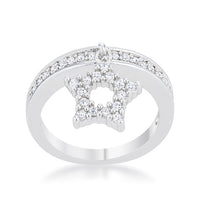 Thumbnail for Star 0.25ct CZ Rhodium Simple Holiday Charm Band Ring