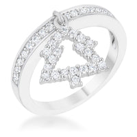Thumbnail for Christmas Tree 0.3ct CZ Rhodium Holiday Charm Ring