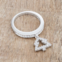 Thumbnail for Christmas Tree 0.3ct CZ Rhodium Holiday Charm Ring
