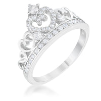 Thumbnail for Aurora 0.34ct CZ Rhodium Heart Crown Ring