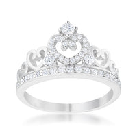 Thumbnail for Aurora 0.34ct CZ Rhodium Heart Crown Ring