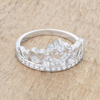 Thumbnail for Aurora 0.34ct CZ Rhodium Heart Crown Ring