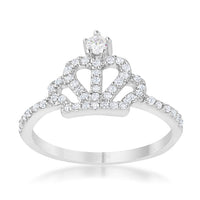 Thumbnail for Elina 0.36ct CZ Rhodium Simple Crown Ring