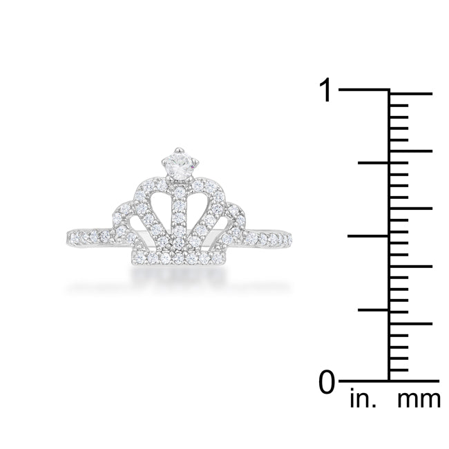 Elina 0.36ct CZ Rhodium Simple Crown Ring