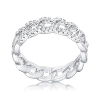 Thumbnail for Interlocking Rhodium Chain Design Ring with CZ