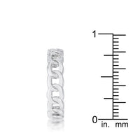 Thumbnail for Interlocking Rhodium Chain Design Ring with CZ
