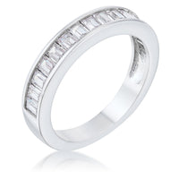 Thumbnail for Baguette Cut CZ Rhodium Wedding Band