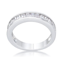 Thumbnail for Baguette Cut CZ Rhodium Wedding Band