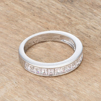 Thumbnail for Baguette Cut CZ Rhodium Wedding Band