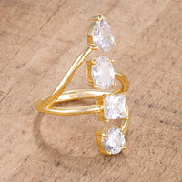 Thumbnail for 3CT Stunning CZ Goldtone Ring