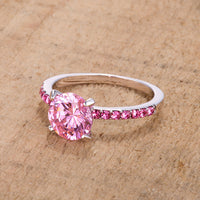 Thumbnail for 2.3CT Pink CZ Rhodium Ring
