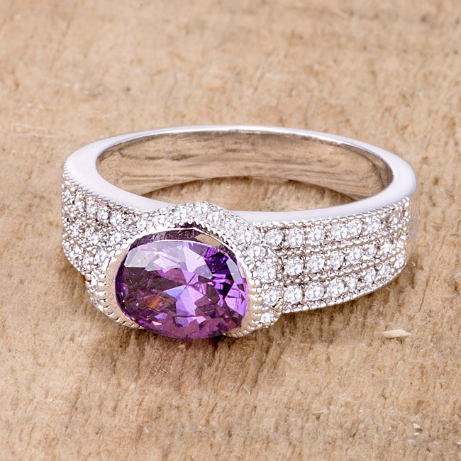 1.6 Ct Amethyst Oval CZ Ring