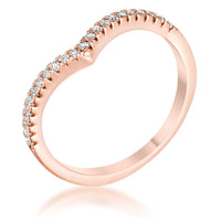 Thumbnail for .22Ct Rose Goldtone Chevron Ring with CZ