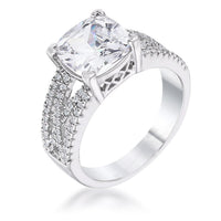 Thumbnail for 3Ct Elegant Rhodium Plated Criss-Cross Clear CZ Engagement Ring