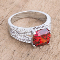 Thumbnail for 3Ct Elegant Rhodium Plated Criss-Cross Garnet CZ Engagement Ring