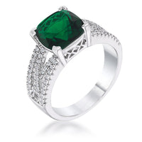 Thumbnail for 3ct Elegant Rhodium Plated Criss-Cross Enerald CZ Engagement Ring
