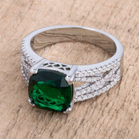 Thumbnail for 3ct Elegant Rhodium Plated Criss-Cross Enerald CZ Engagement Ring