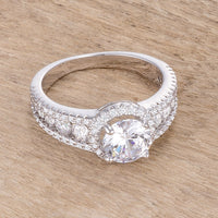 Thumbnail for 2.1Ct Rhodium Plated Solitaire Engagement Halo Ring