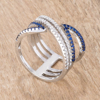 Thumbnail for .46Ct Rhodium and Hematite Plated Blue and Clear CZ Micro Pave Crossover