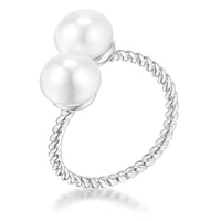 Thumbnail for Rhodium Plated Twisted Rope Freshwater Pearl Wrap ring