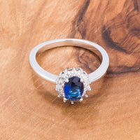Thumbnail for Sapphire Blue CZ Petite Oval Ring