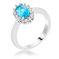 Thumbnail for Aqua Blue CZ Petite Oval Ring