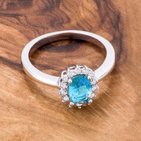 Thumbnail for Aqua Blue CZ Petite Oval Ring