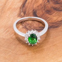 Thumbnail for Emerald Green CZ Petite Oval Ring