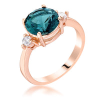 Thumbnail for Rose Gold Plated Blue Green Three Stone Engagement Ring