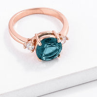 Thumbnail for Rose Gold Plated Blue Green Three Stone Engagement Ring