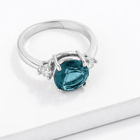Thumbnail for Exquisite Blue Green Three Stone CZ Engagement Ring