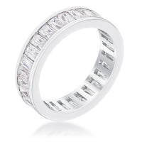 Thumbnail for Rhodium Plated Baguette Emerald Cut Eternity Ring