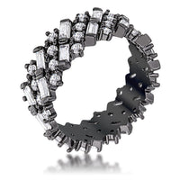 Thumbnail for Hematite Clear CZ Alternating Baguette Round Eternity Band