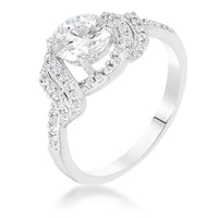 Thumbnail for Rhodium Clear CZ Round Parallel Pace Twist Ring